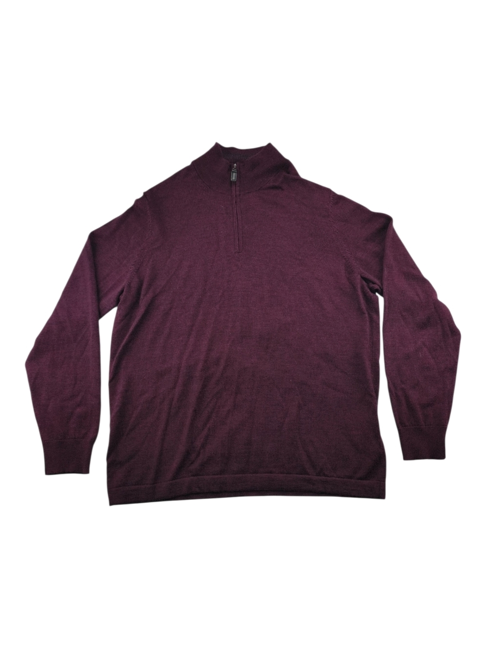 Jos A Bank Merino Wool Quarter Zip Sweater Men L Burgundy Plum Minimalist